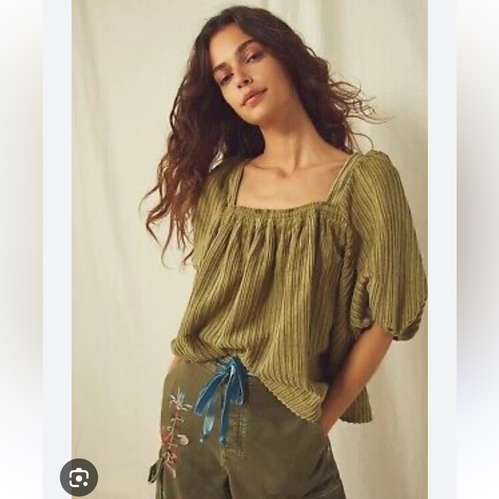 Green free people cord top